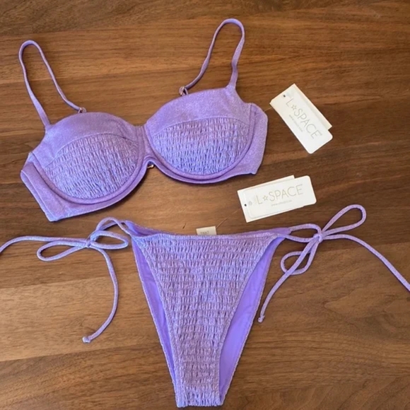 L*Space Marley Aubree Bikini Set Amethyst Purple Shimmer - Picture 2 of 8